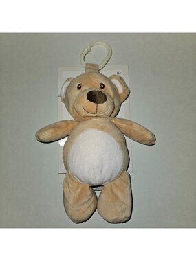 NEW Kellytoy Tan Teddy Bear Rattle Plush Pale Pink 10" Stuffed Baby Toy Clip